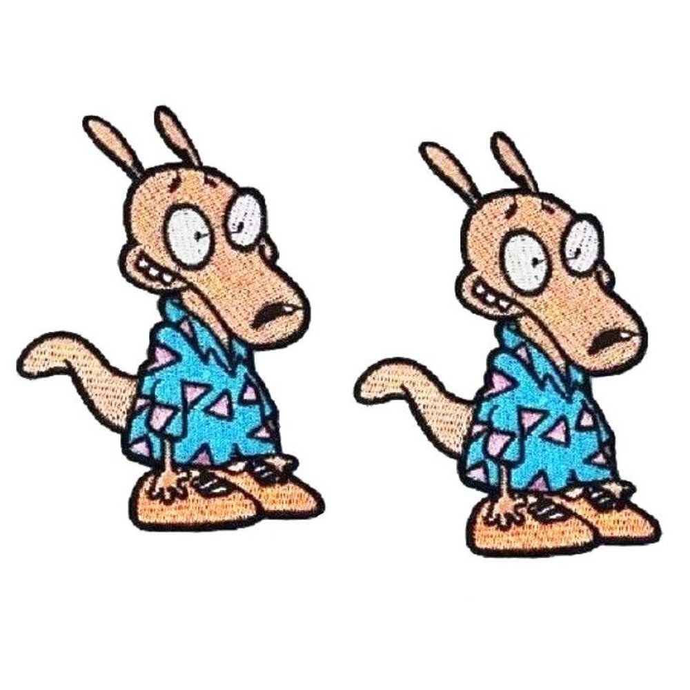 2PCS Easy Iron On Patches 90's Animal Cartoons Embroidered Set of 2 DIY Badges